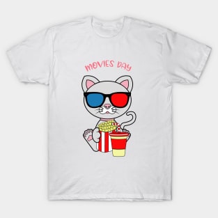 Movies day, movies and cats lover T-Shirt